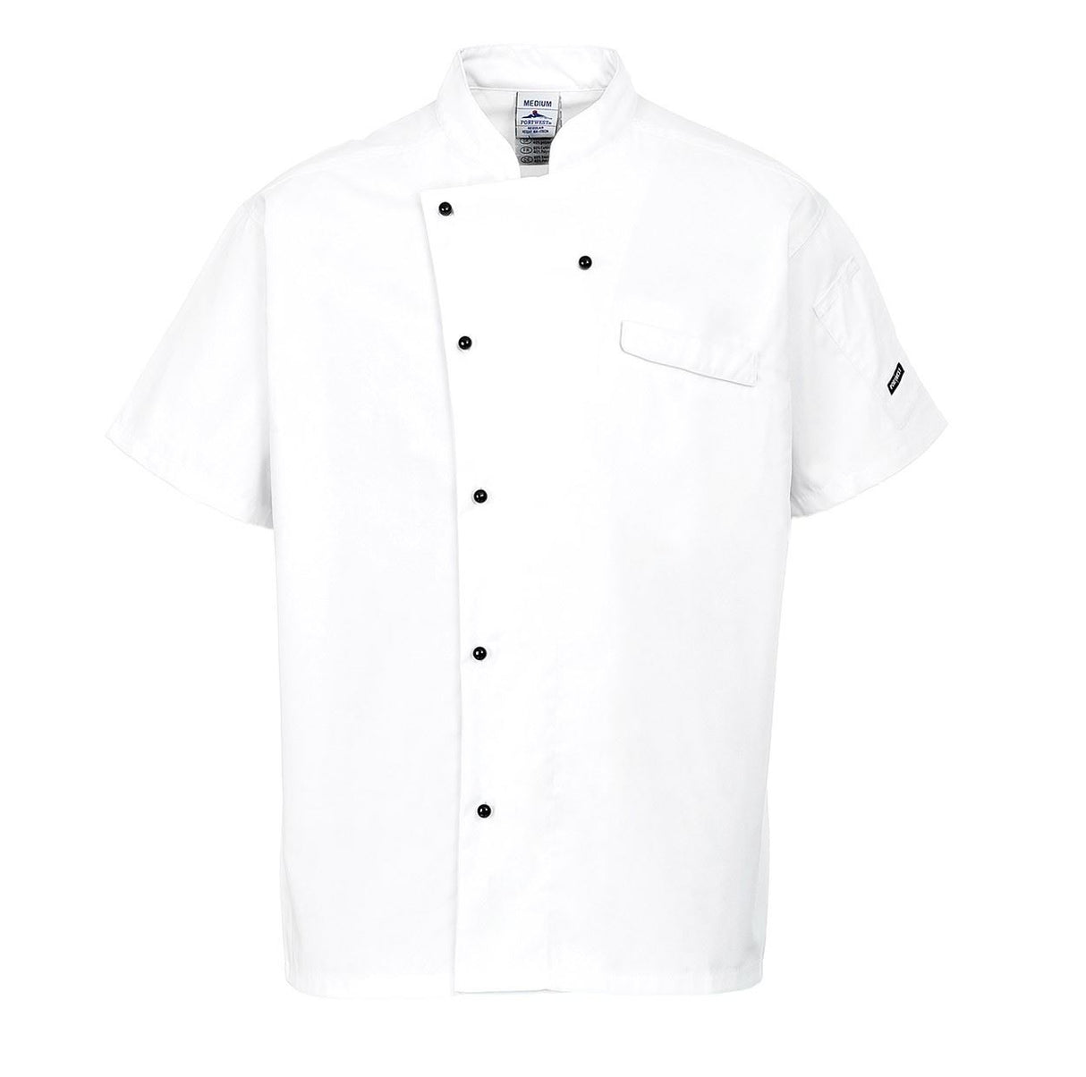 Portwest Cardiff Chef Jacket C731 Short Sleeves Polycotton White