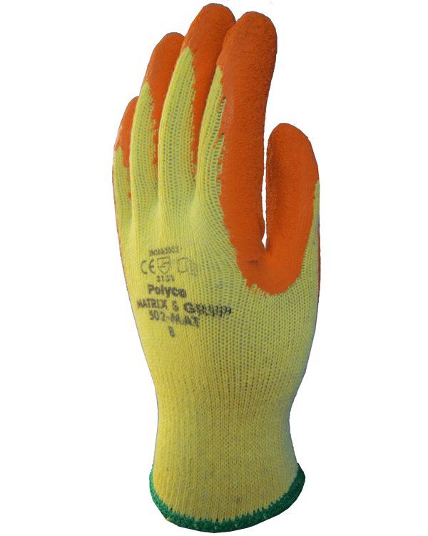 Polyco Matrix S Grip Work Glove Latex Palm Coated Orange