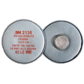 3M 2138 P3R Particulate Disk Filters 2 Pack White