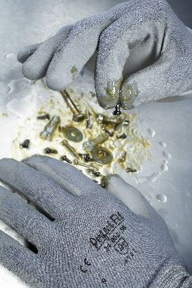 Honeywell 2400250 Perfect Poly Grey PU Palm Coated Gloves, Size X-Smal