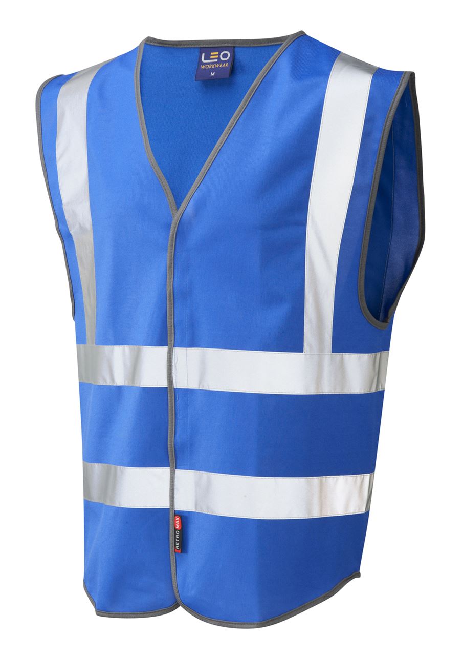 Leo Workwear Pilton W05 Reflective Lightweight Hi-Vis Waistcoat Royal Blue