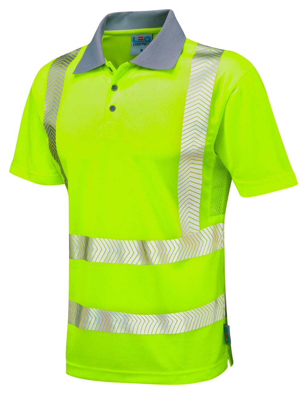 Leo Workwear Woolacombe P03 Segmented Reflective Tape Hi-Vis Comfort Polo Shirt