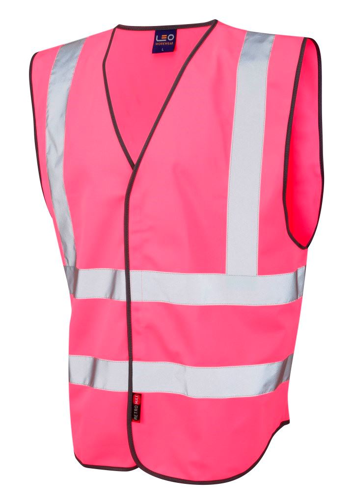 Leo Workwear Pilton W05 Reflective Lightweight Hi-Vis Waistcoat Pink