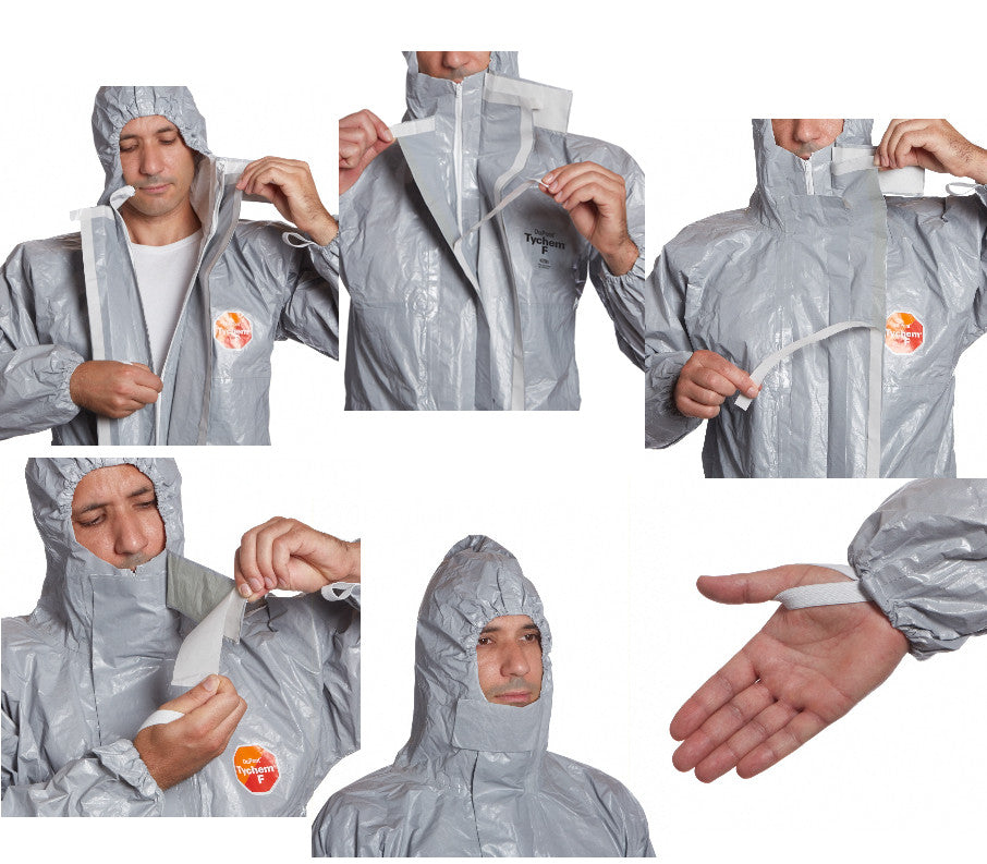 DuPont Tychem F Coverall Grey Chemical Suit Tyf Cha5 T Gy 00