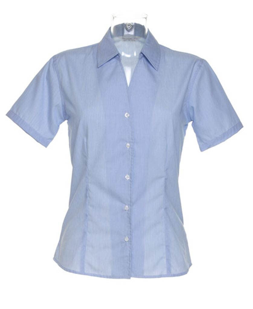 Kustom Kit K713 Ladies Short Sleeve Tailored Pinstripe Shirt, Size - 22