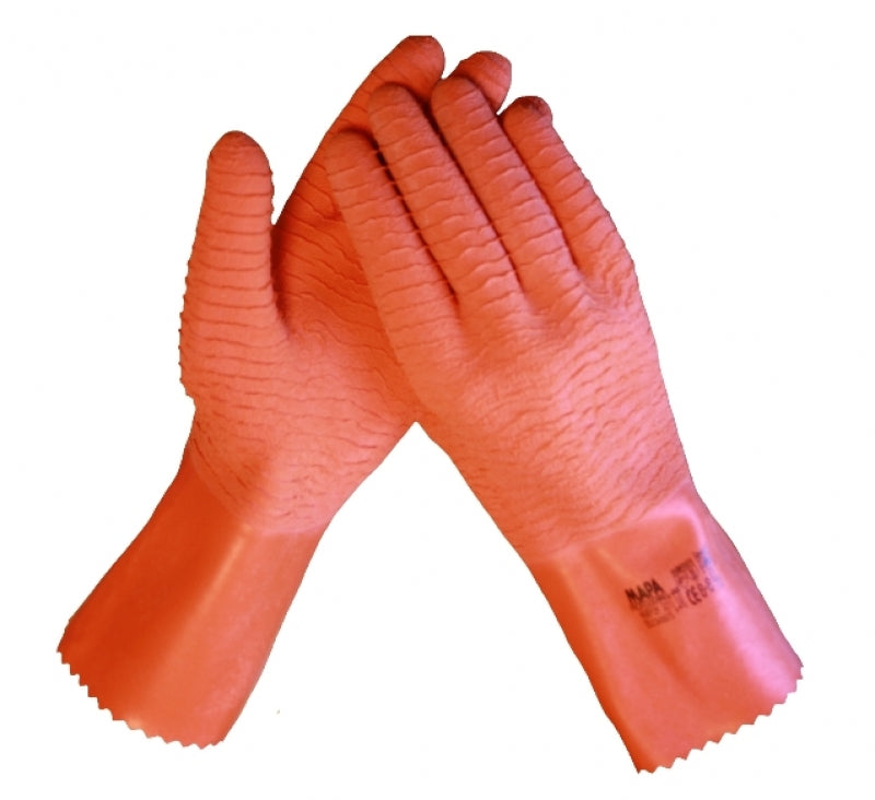 MAPA Harpon 321 Gloves Natural Latex Heavyweight Work Gauntlets Chemical Resistant