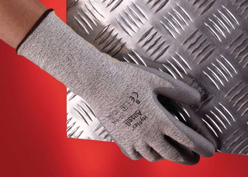 Ansell HyFlex 11-638 PU Palm Coated Gloves Level 4 Cut Protection Long Knitwrist