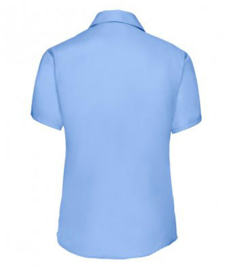 Russell Collection J957F Bright Sky Short Sleeve 100% Cotton Ladies Shirt