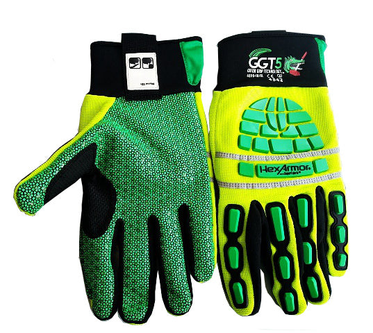 Polyco HexArmor GGT5 Gator Grip 4020 Impact Protection Cut Level-5 Protection Green Work Gloves