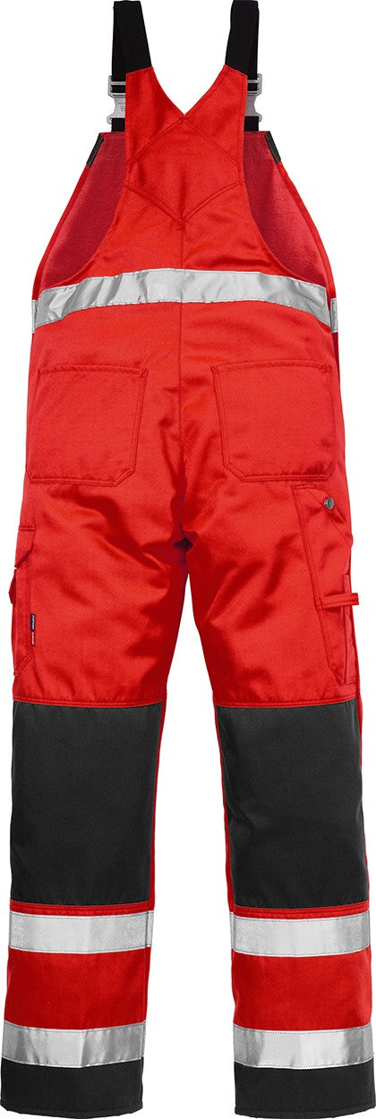 Fristads Kansas 100003-396 Bib & Brace Red Black Hi Vis