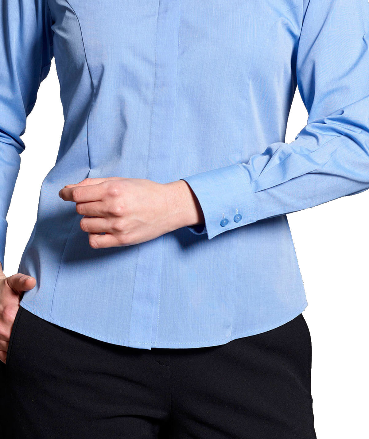 Disley BL931 End To End Polycotton Long Sleeve Light Blue Ladies Blouse