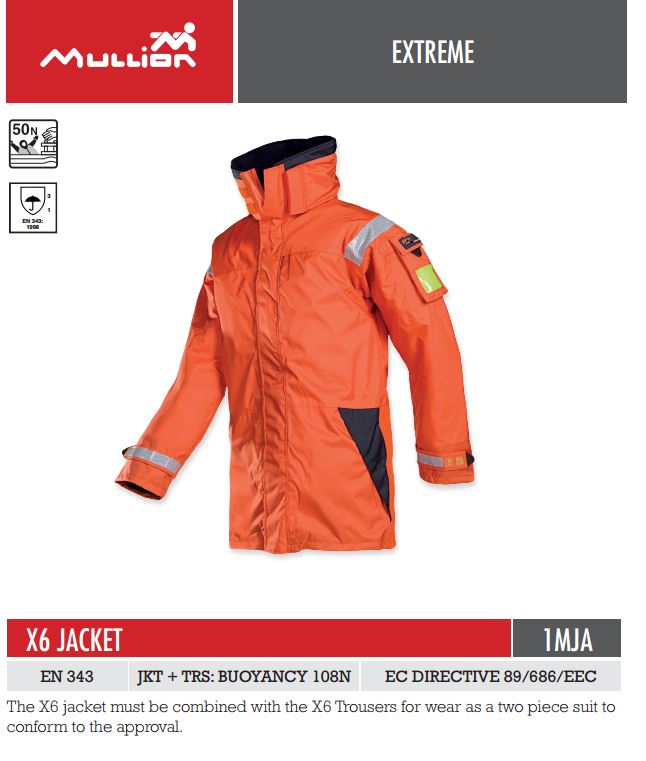 Mullion 1MJA X6 Reflective Tape Water-repellent Flotation Hi-Vis Jacket