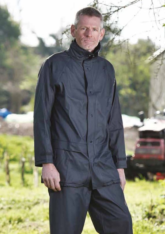 Castle Clothing 220 Flex Waterproof Jacket PU Tricot Hooded Navy