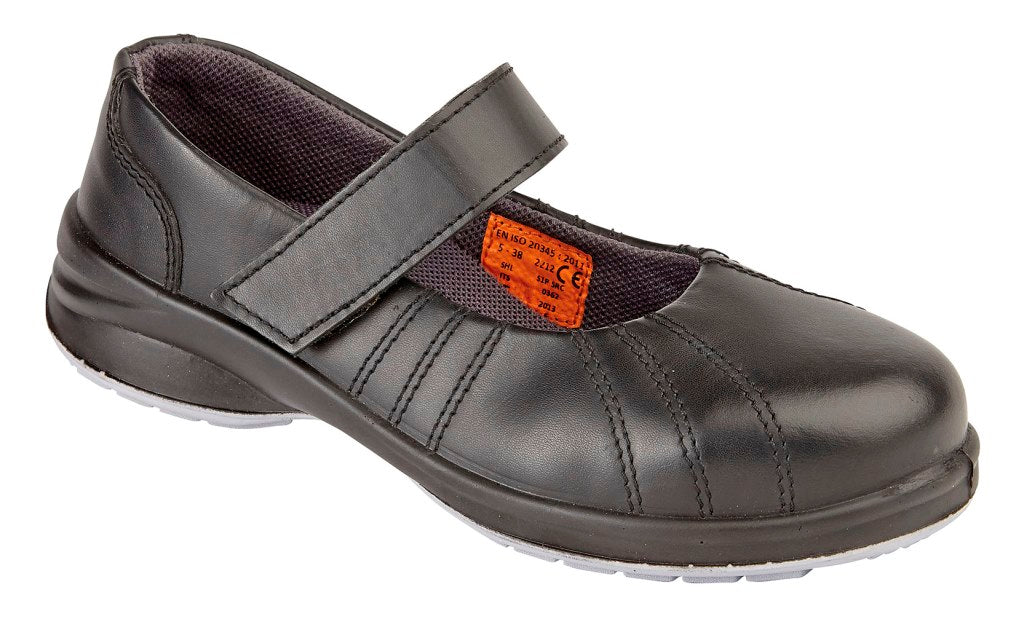 Himalayan Womens Black Star Mary Jane Ladies Safety Shoes with Penetration Resistant Midsole