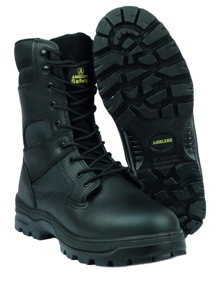Amblers Combat Style S3 Safety Boot Side Zip Black FS008