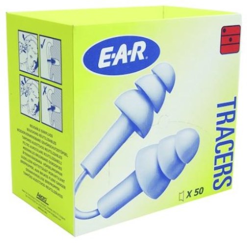 3M E-A-R Tracer Reusable Pre Moulded Blue Earplugs Corded TR-01-000 Box of 50