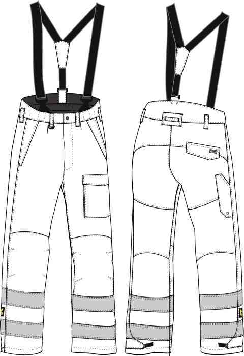 Tranemo 4826 Men Hi Vis Shell Trousers Waterproof Windproof with Braces
