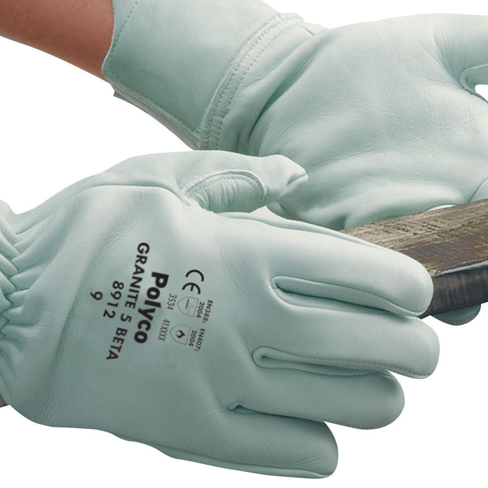 Polyco Granite 5 Beta Cut Resistant Leather Kevlar® Reinforced Work Gloves