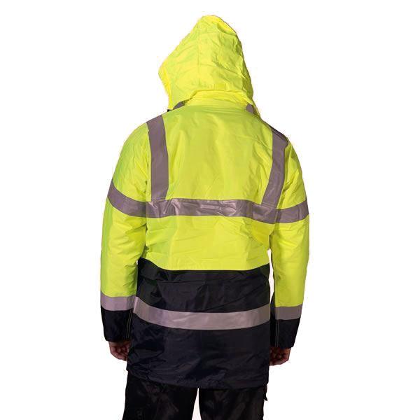 Beeswift TJSTTENGSYN Two Tone Traffic Jacket Waterproof Hi Vis Yellow / Navy