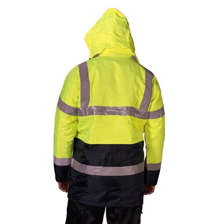 Beeswift TJSTTENGSYN Two Tone Traffic Jacket Waterproof Hi Vis Yellow / Navy