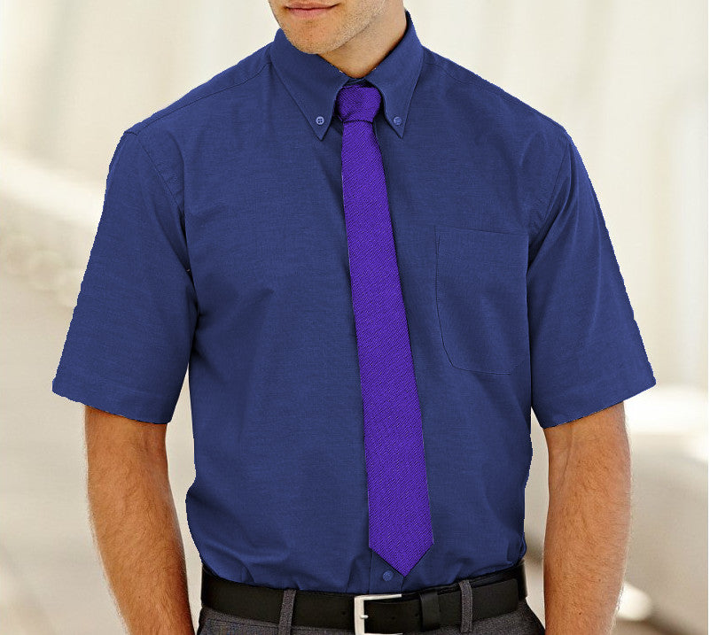 Fruit of the Loom 65112 Men Oxford Shirt Short Sleeve Navy