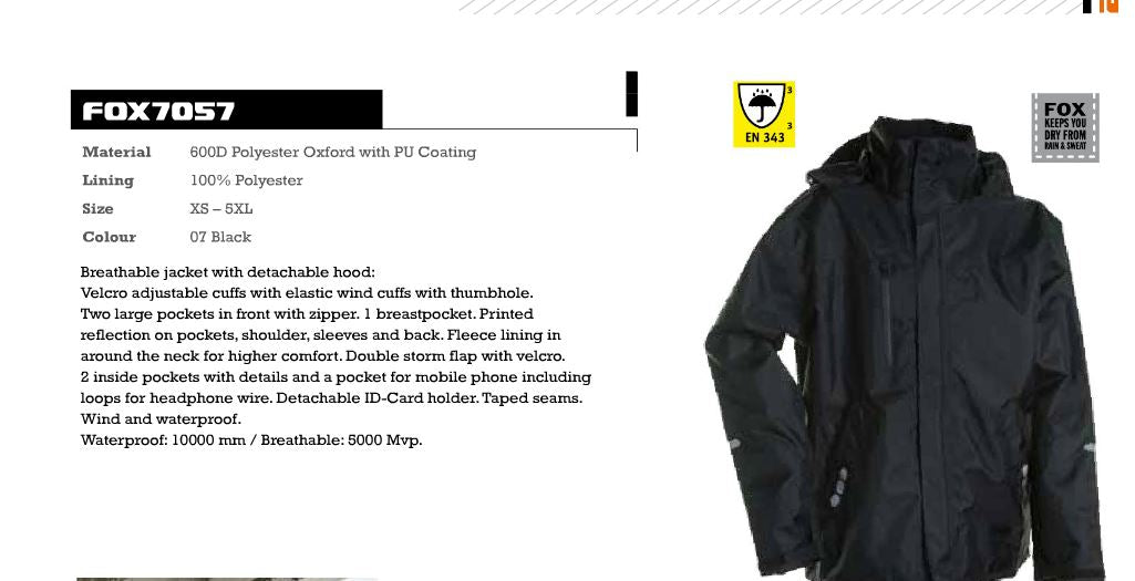 Lyngsoe Fox 7057 Waterproof Breathable Jacket with Detachable Hood