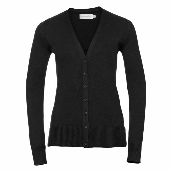 Russell Collection 715F Ladies V-Neck Knitted Cardigan Black