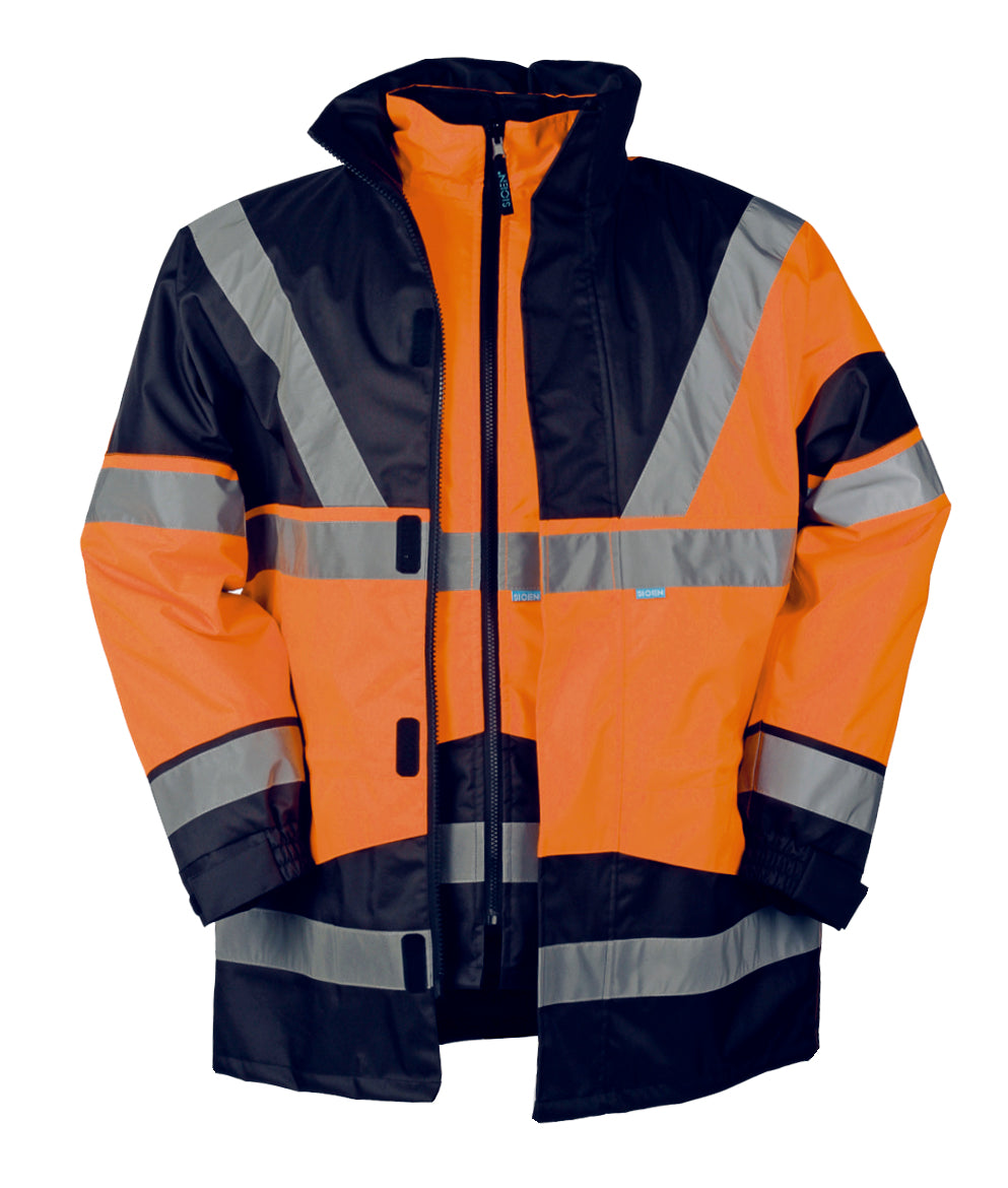 Sioen Skollfield Hi Vis Orange Rain Jacket with Detachable Bodywarmer 209A