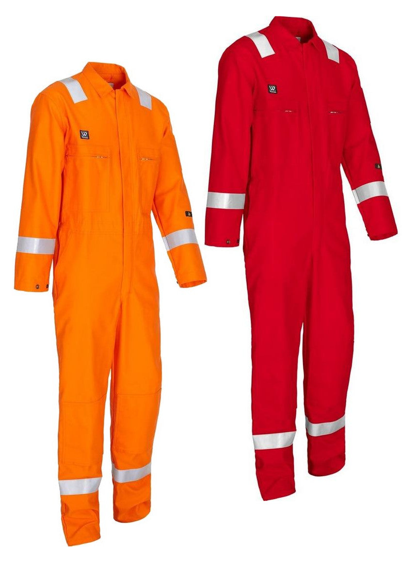 Wenaas 80911-10222 Offshore Hi Vis Flame Retardant Coverall Antistatic Reflective Bands Kneepad Pockets