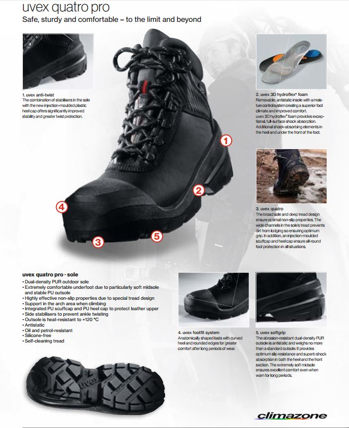 Uvex 8401.2 Quatro Black S3 Safety Boots