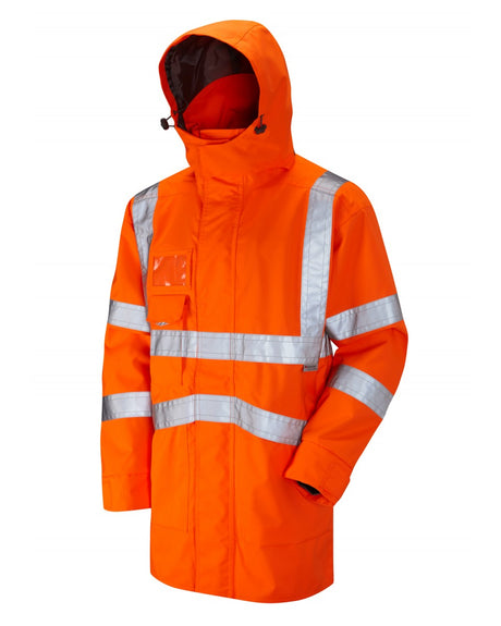 Leo Workwear Clovelly A04 Executive Anorak Windproof Waterproof Orange