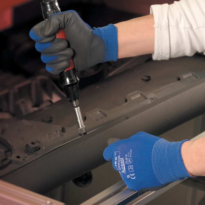 Ansell 11-618 HyFlex Ultra Lite Nylon Polyurethane Palm Coating Work Glove