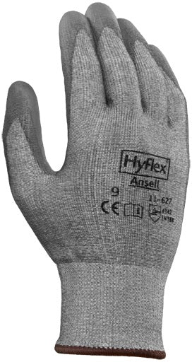 Ansell 11-627 HyFlex Work Gloves Dyneema Level 3Cut Resistant PU Palm Coating