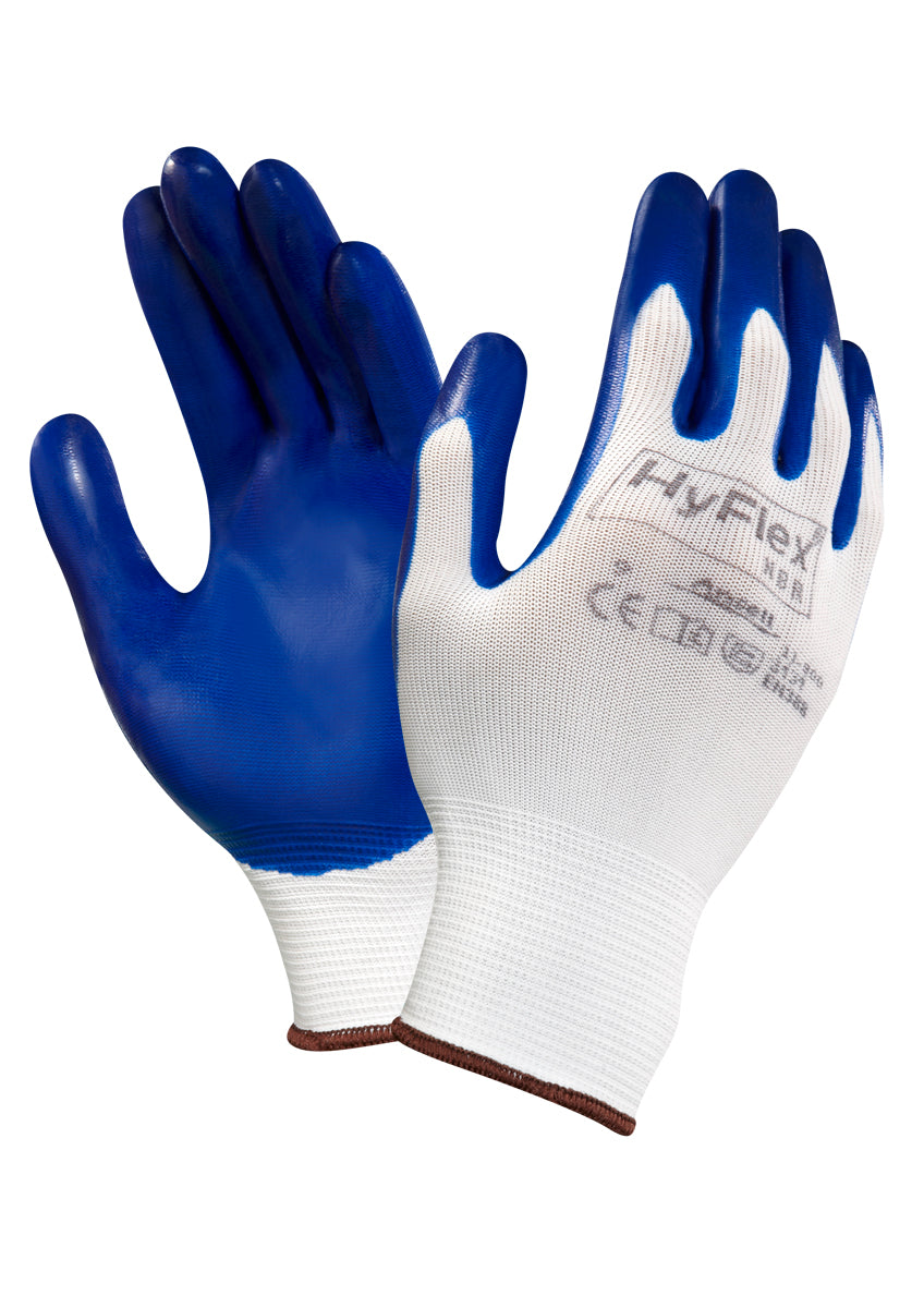 Ansell Marigold 11-900 Hyflex Work Gloves Oil Repellency &  Abrasion Resistant Nitrile Palm Coating