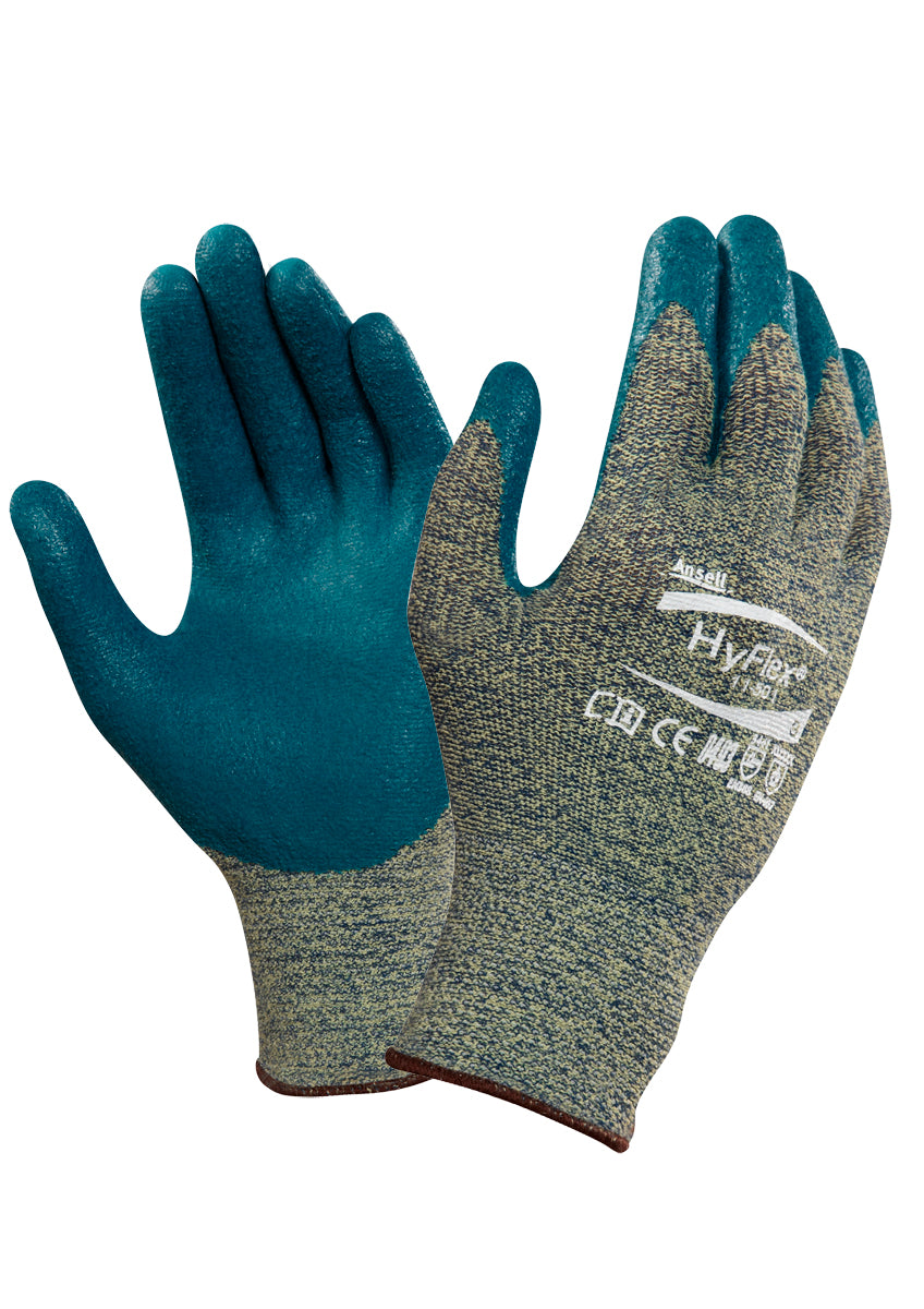 Ansell 11-501 HyFlex Cut Resistant Work Glove Kevlar Palm Coated