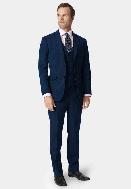 Brook Taverner Avalino Men Suit Jacket Navy Pinstripe 46 Regular