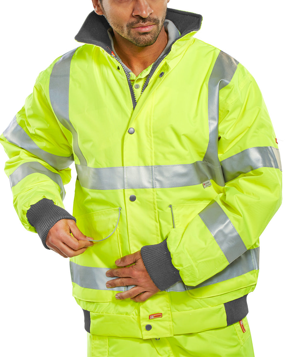 Beeswift BD75SY Hi Vis Class-3 Waterproof Rain Bomber Jacket