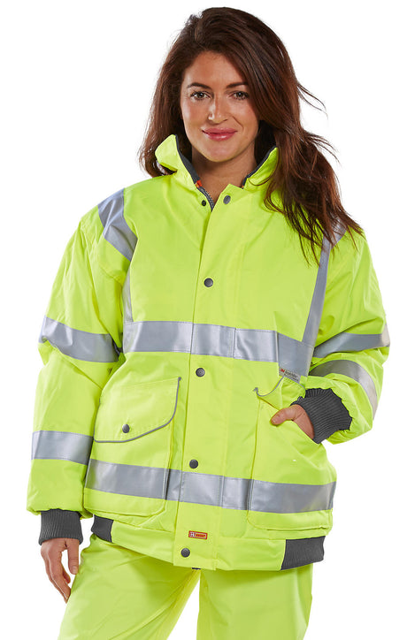 Beeswift BD75SY Hi Vis Class-3 Waterproof Rain Bomber Jacket