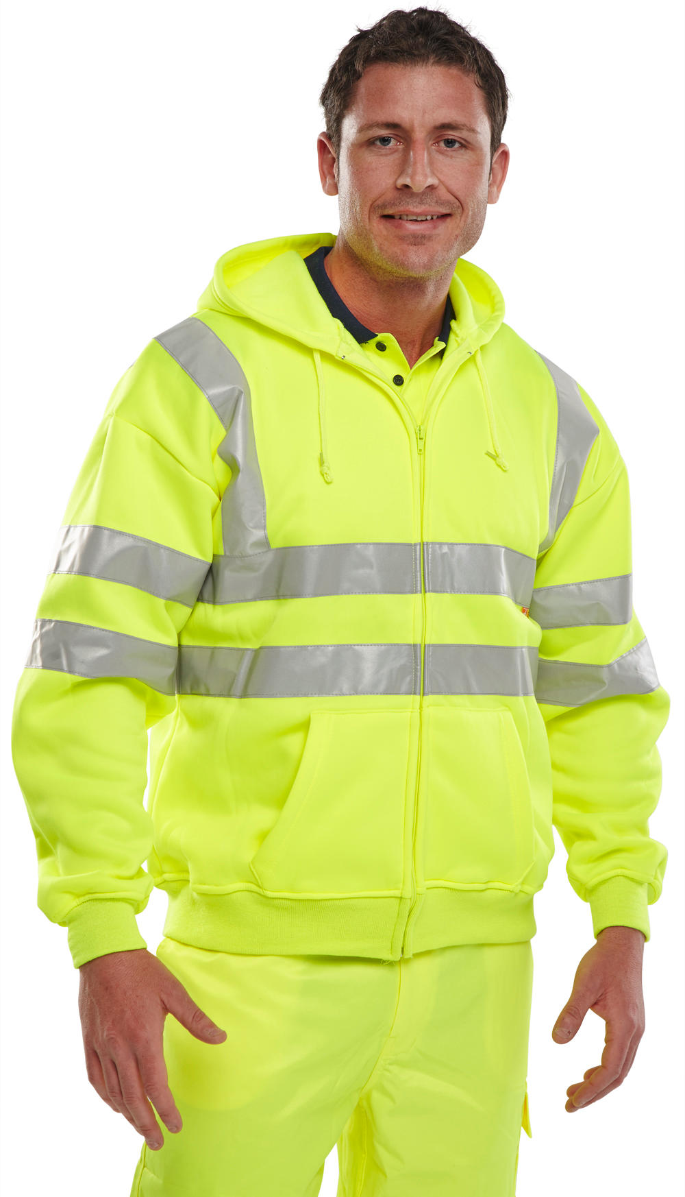 Beeswift BSHSSENSY Hi Vis Yellow Sweatshirt With Hoodie