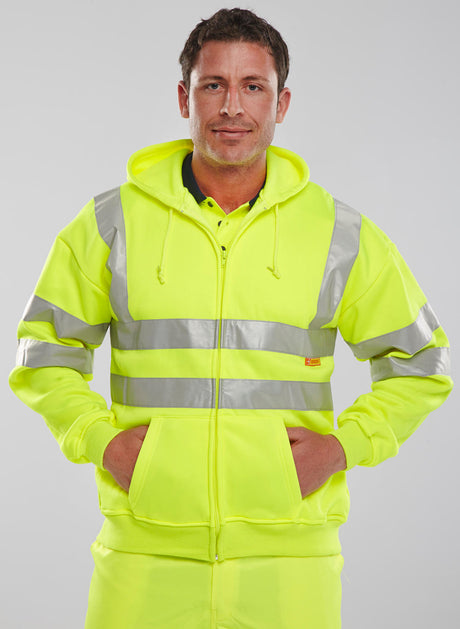 Beeswift BSHSSENSY Hi Vis Yellow Sweatshirt With Hoodie