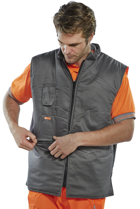 Beeswift BWENG Bodywarmer Reversible Hi Vis Orange