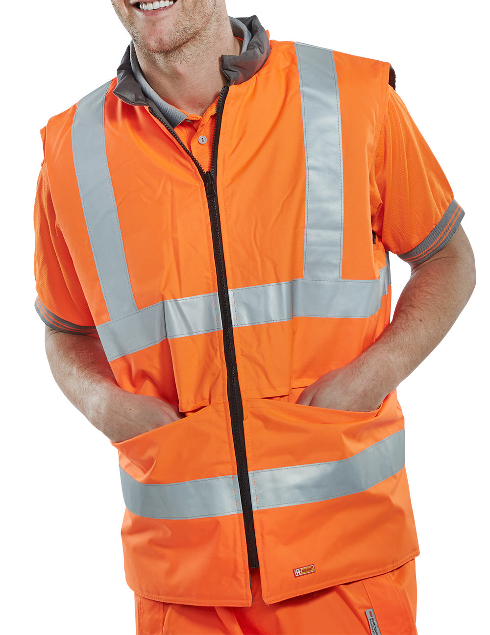 Beeswift BWENG Bodywarmer Reversible Hi Vis Orange
