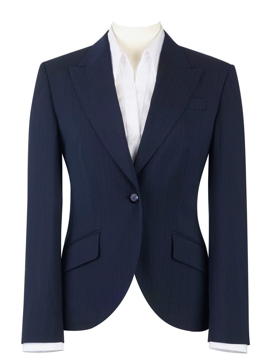 Brook Taverner 2184B Aprilla Ladie Slim Fit Jacket Navy Multistripe, Size - 12