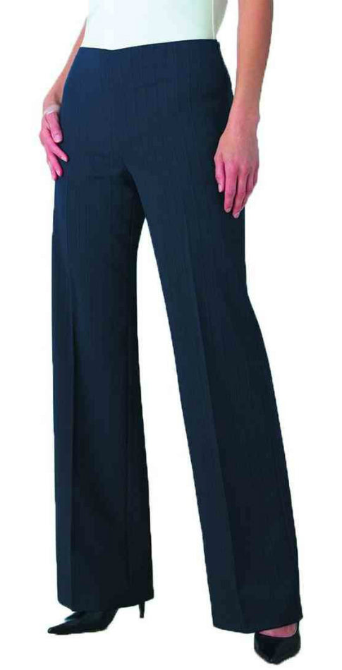 Brook Taverner Bardolino 2189B Navy Multi Stripe Flat Front Ladies Trouser
