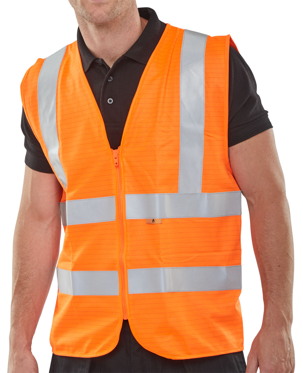 Beeswift CFRWCOR Flame Retardant Hi Vis Waistcoat Orange