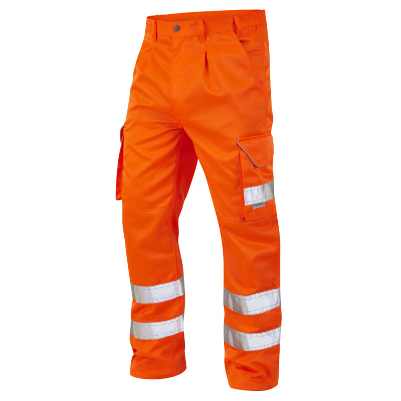 Leo Workwear CT01 Bideford Hi Vis Cargo Trousers Orange