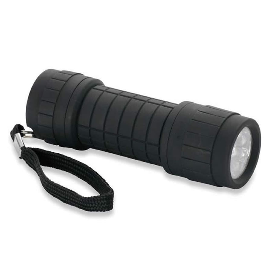 Torch 9 LEDs Rubberised Finish With Wrist Straps Shock Resistant Flashlight
