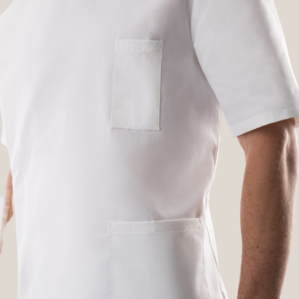 Di Bianco DB35400 Dentist Healthcare Tunic Short Sleeve Shoulder Studs White Large