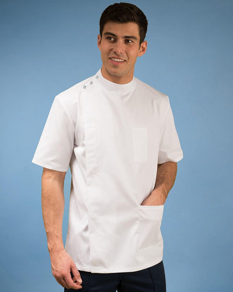 Di Bianco DB35400 Dentist Healthcare Tunic Short Sleeve Shoulder Studs White Large