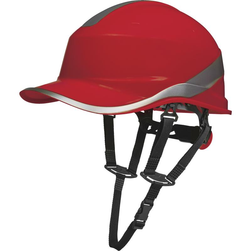 Delta Plus Diamond V UP Safety Helmet Baseball Cap Shaped Chin Strap Red